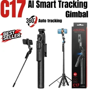 C17 AI Face Tracking Gimbal Selfie Stick Tripod 360° Auto Tracking Phone UK