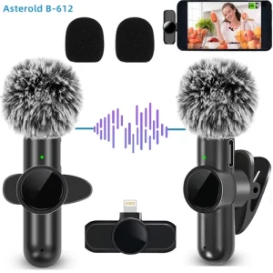 2.4G Wireless Lavalier Microphone Noise Cancelling Mic for iPhone Android