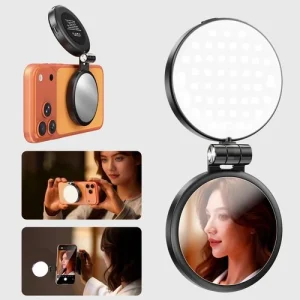 Magnetic Selfie Ring Light LED Fill Light with Mirror Phone Clip Video Call