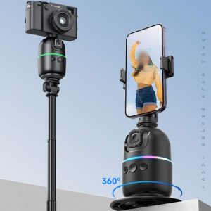 AI Auto Face Tracking Tripod with 1200mAh Battery and 360 Degree Rotation Stand